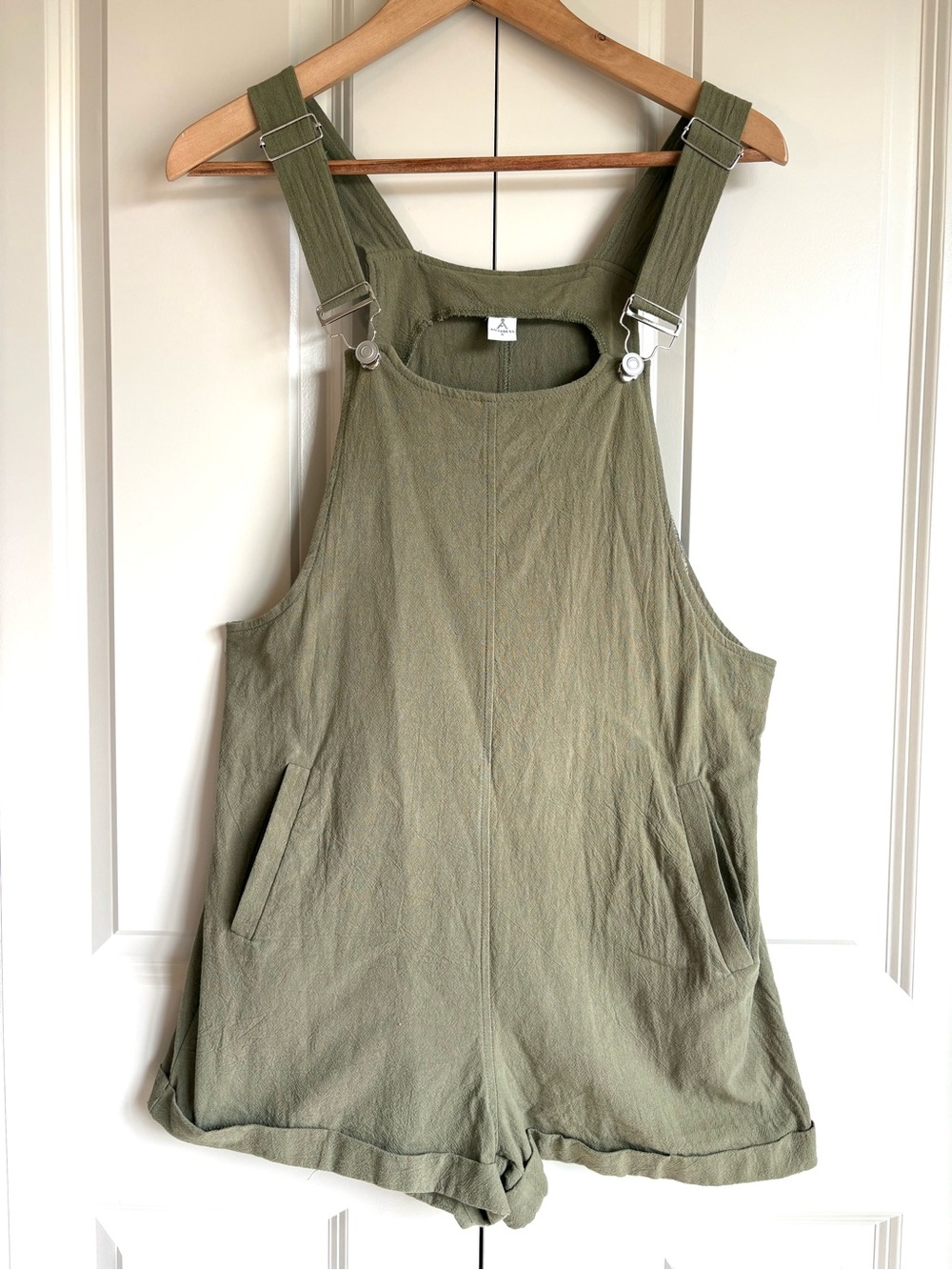 Anrabess Army Green Short Alls Jumper Overalls Fall Staple Size small